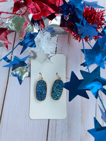 Blue Druzzy dangle earrings