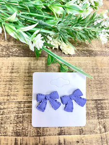 Purple Clay Bow Studs