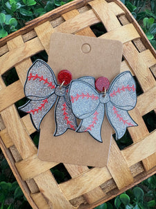 Baseball Bow Acrylic Earrings