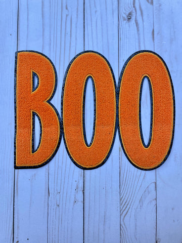 Orange BOO chenille Patch