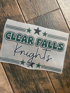 Clear Falls Knights adult DTF print