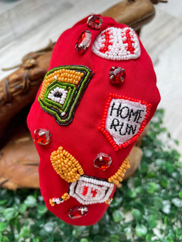 Red Baseball Collage Headband