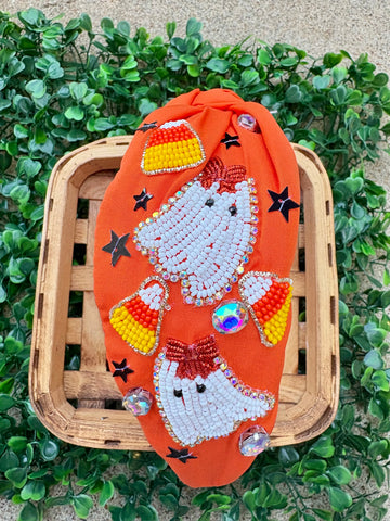 Orange Ghost Candy Corn Halloween Headband