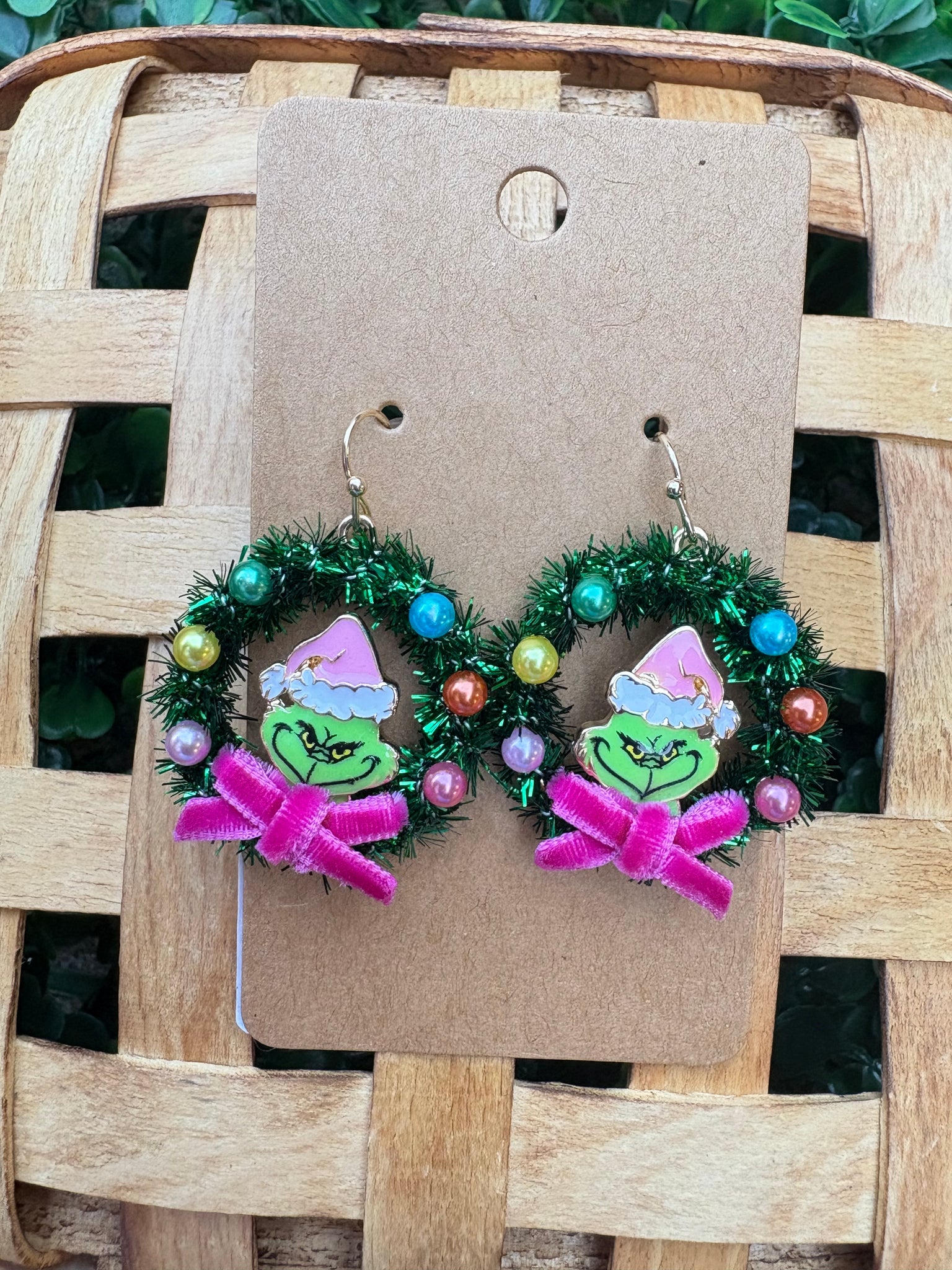 Grinch Wreath Earrings