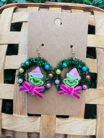 Grinch Wreath Earrings