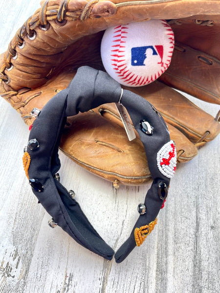 Black Baseball Collage Headband