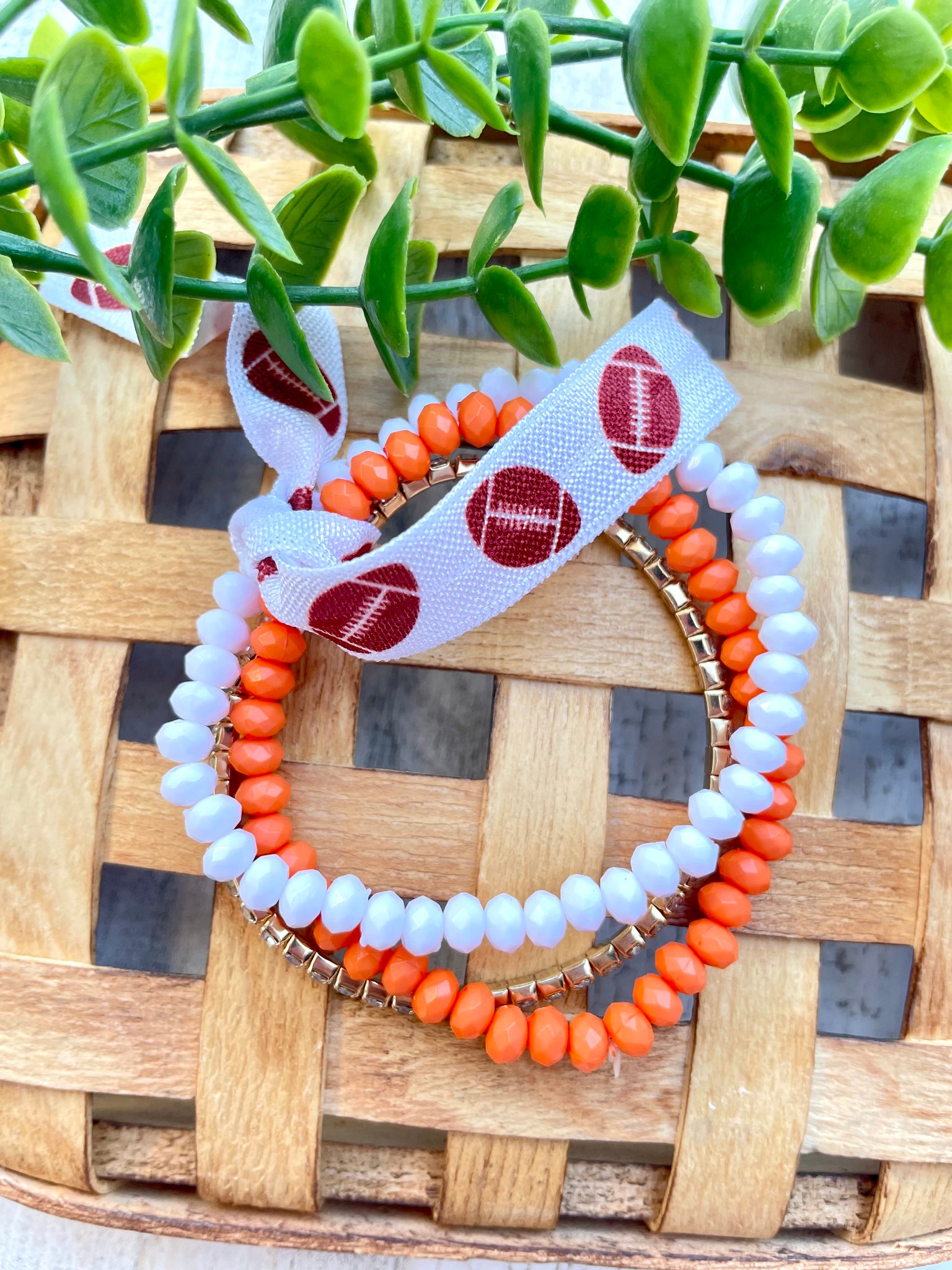 Orange & White Bracelet Stack