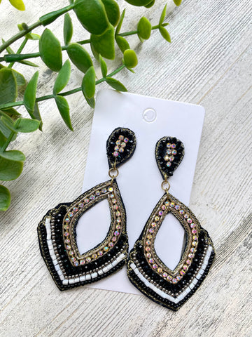 Black & White Beaded Earrings