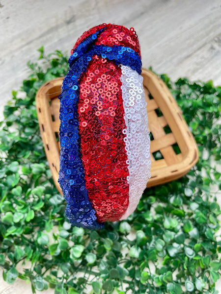 Red White Blue Sequin Headband