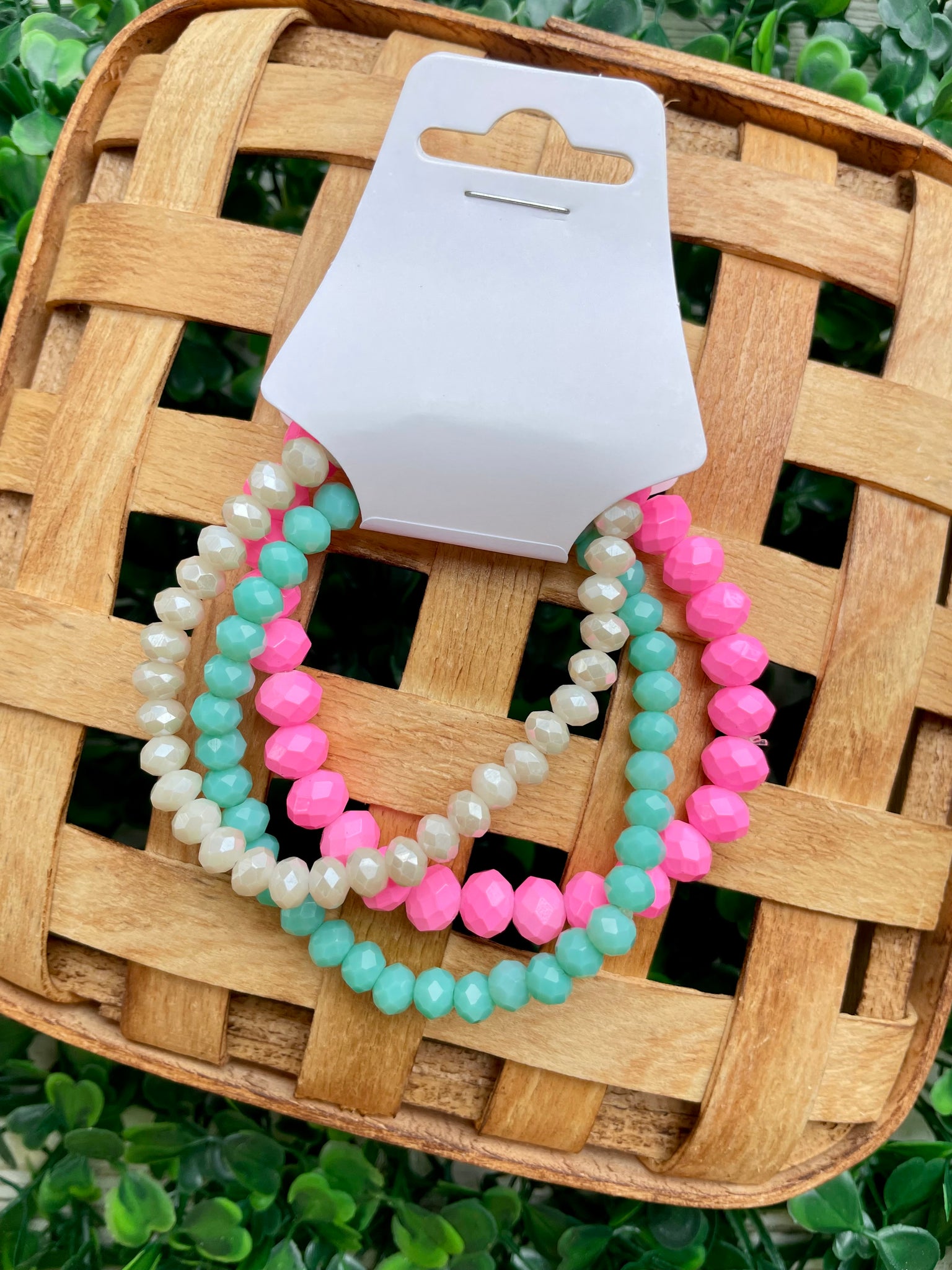 Hot Pink Teal Triple Bracelet Stack