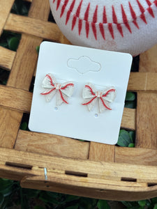 Baseball Bow Acrylic Studs