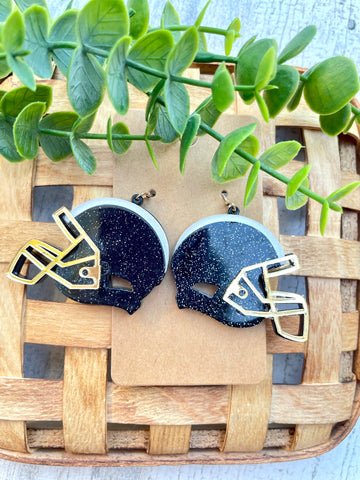 Black Football Helmet Earrings