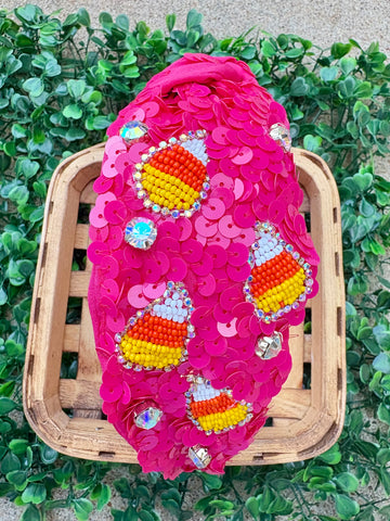 Pink Candy Corn Halloween Headband