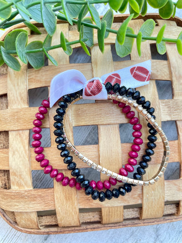 Maroon & Black Bracelet Stack