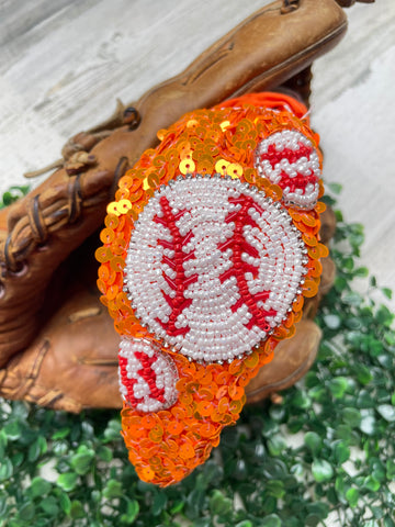 Orange Sequin Baseball Headband