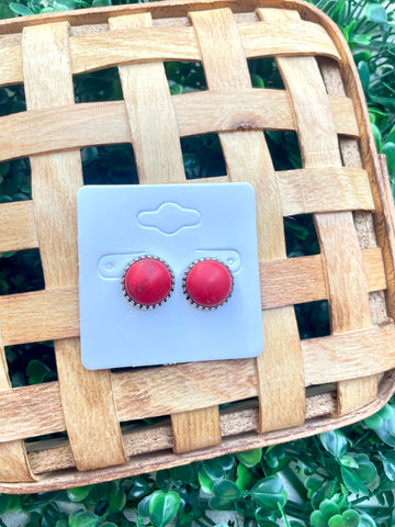 Red Circle Studs