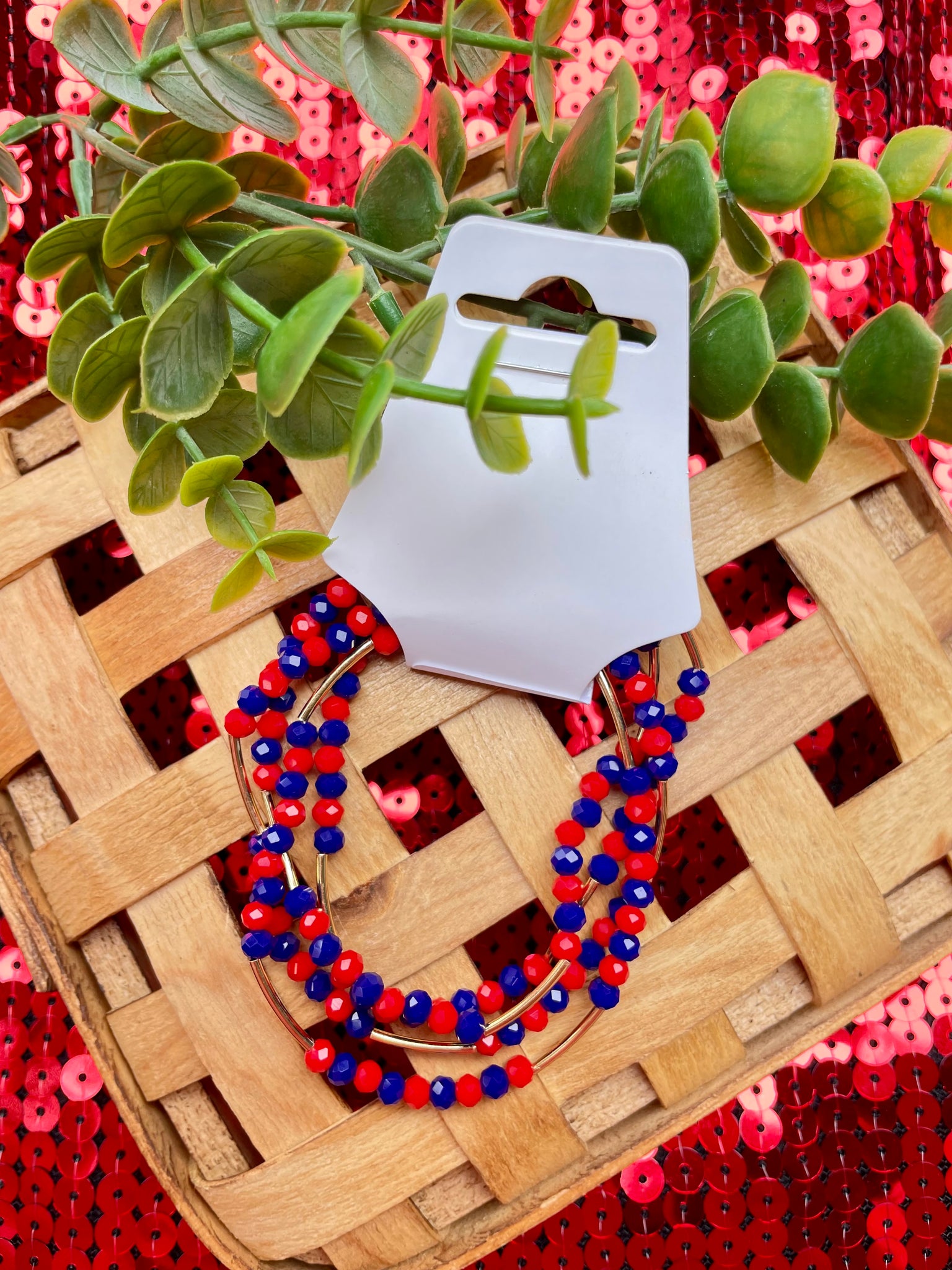 Red & Blue Gold Accent Bracelet Stack