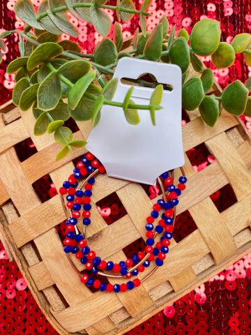 Red & Blue Gold Accent Bracelet Stack