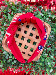 Red Stars Flag Beaded Headband