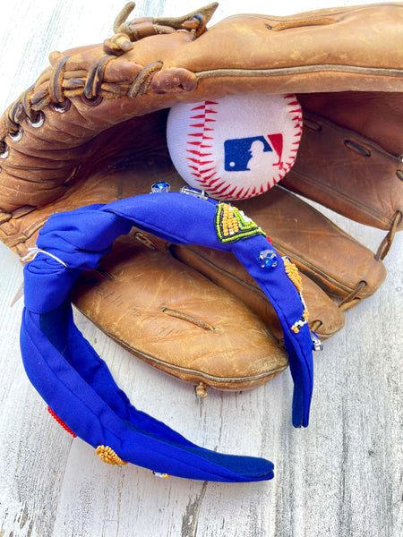 Blue Baseball Collage Headband