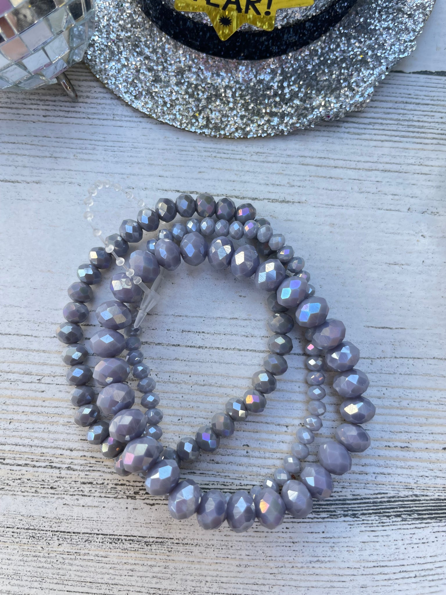 Triple Stack Grey beaded bracelet set