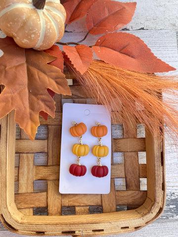 Triple Stack Pumpkin Earrings