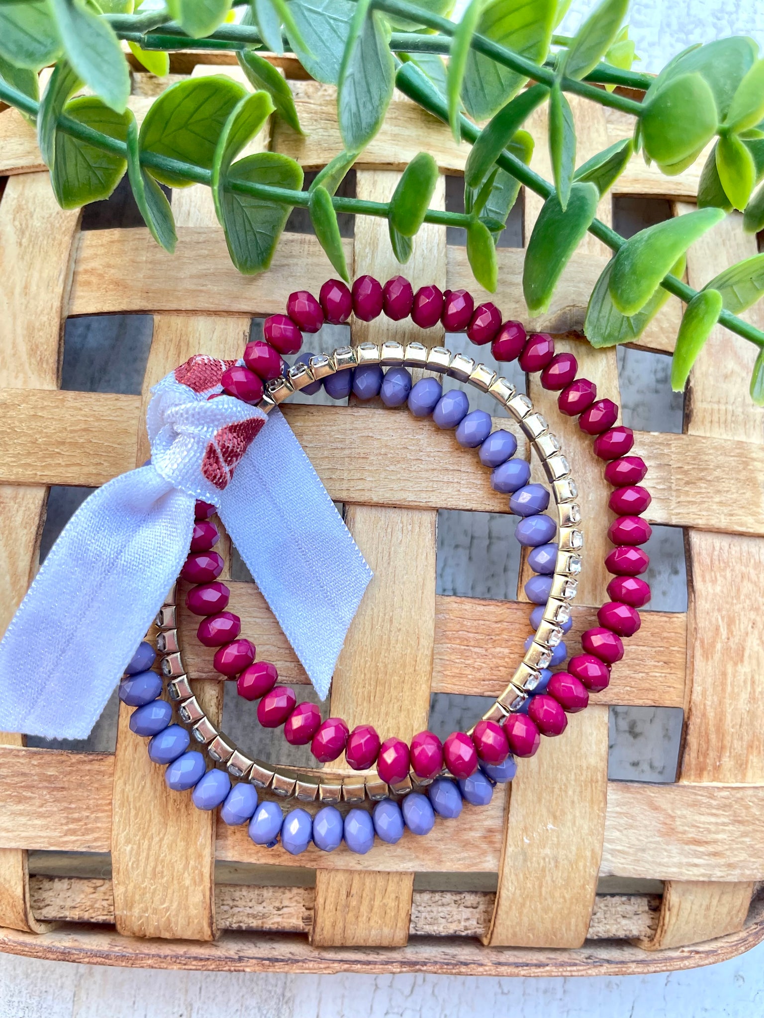 Maroon & Grey Bracelet Stack