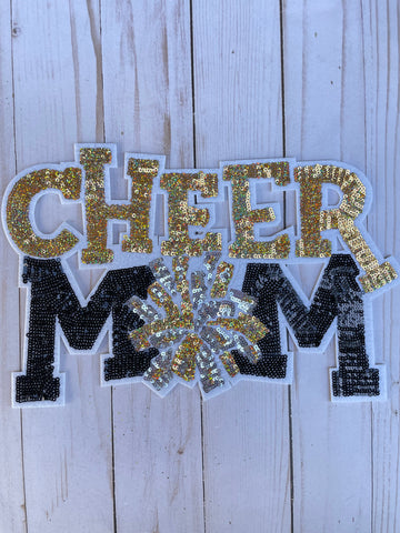 Cheer Mom gold sequin Patch