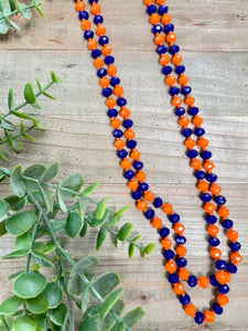 Orange & Navy beaded necklace