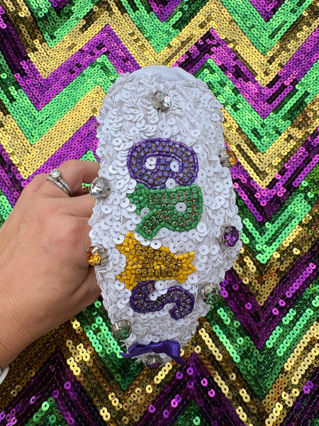 White Sequin Mardi Gras Headband