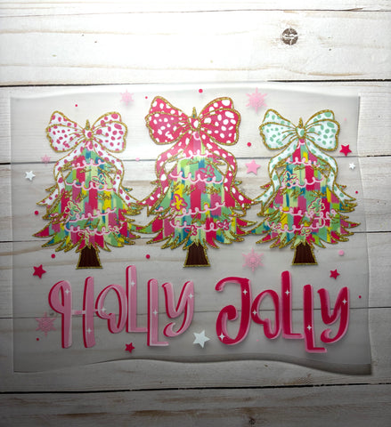 Holly Jolly Pink Christmas Adult DTF Print