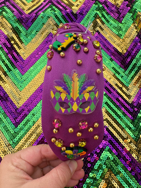 Purple Beaded Mardi Gras Headband