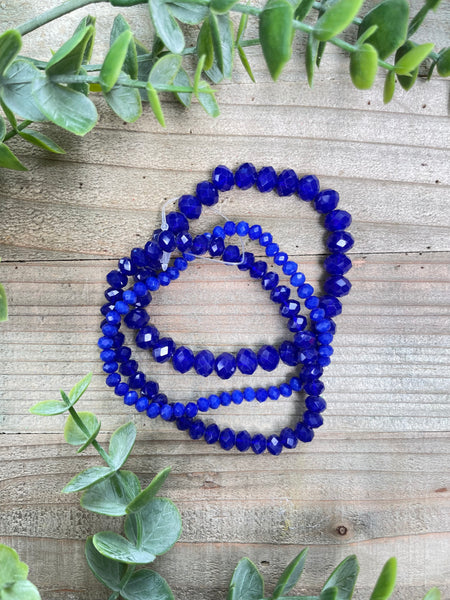 Triple Stack blue beaded bracelet set