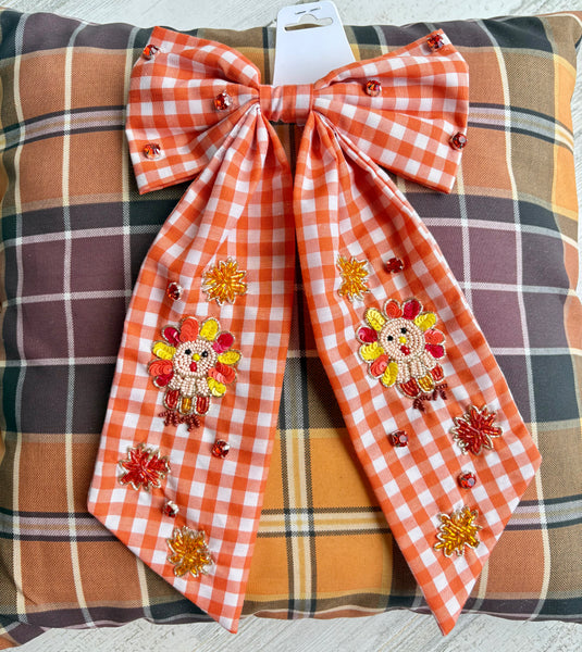 Turkey Plaid Hair Bow