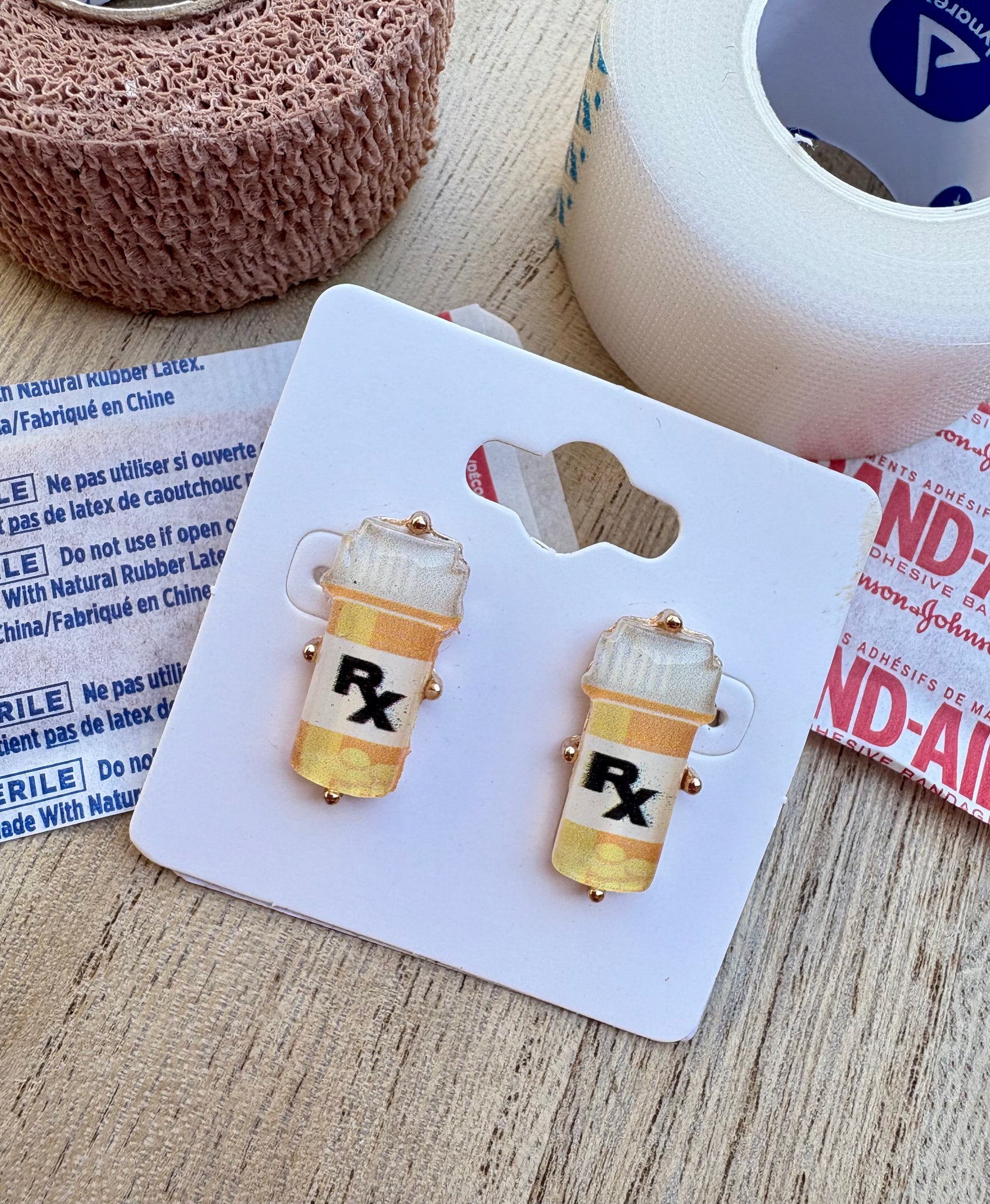 RX Medicine Bottle Nurse Studs