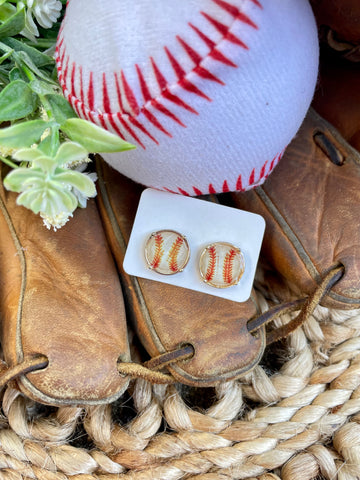 Gold Baseball Studs