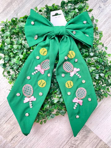 Green Tennis Hair Bow