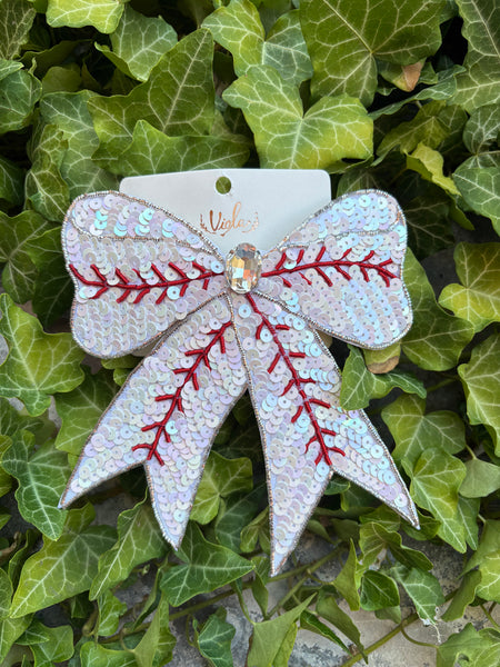 Baseball Sequins Bow