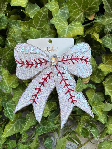 Baseball Sequins Bow