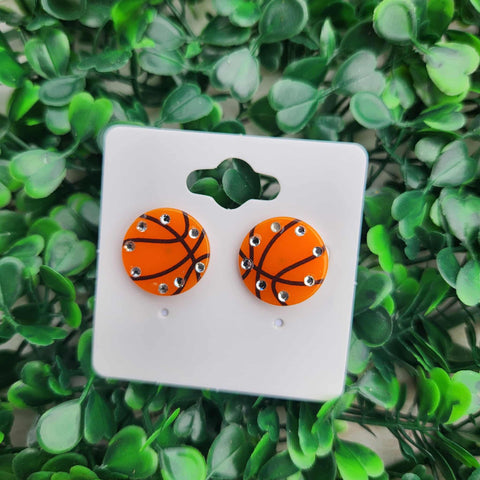 Basketball Acrylic Rhinestone Studs