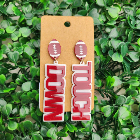 Maroon & White Touchdown Earrings