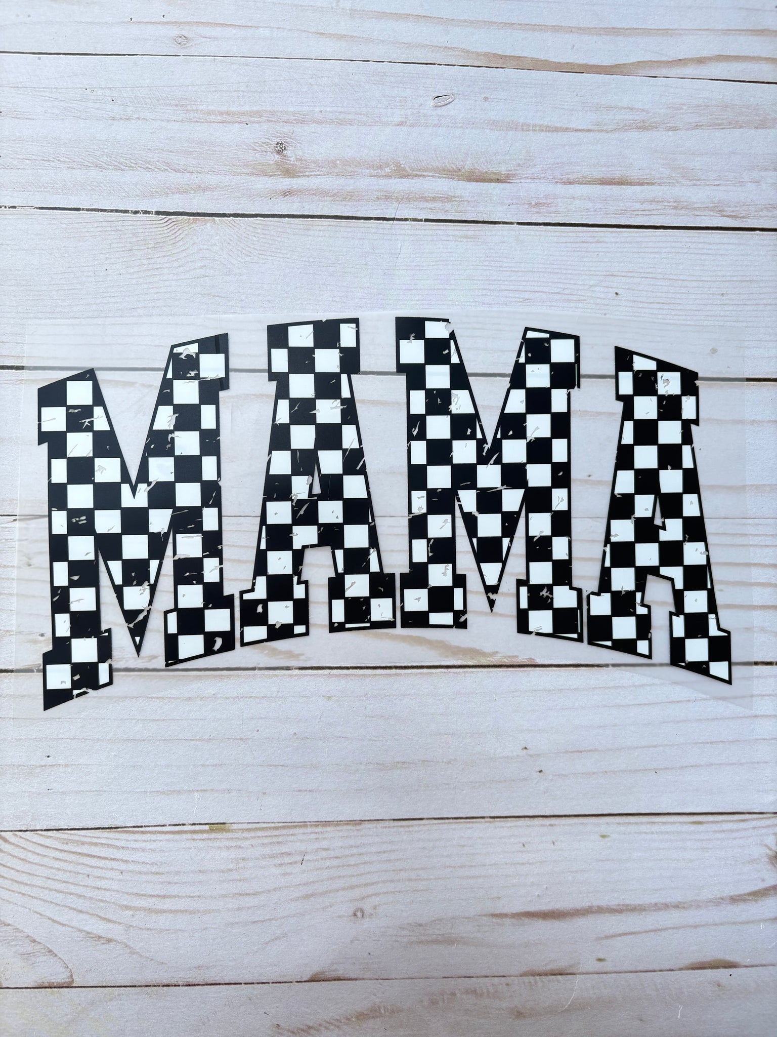 Black Checkered Mama DTF Print