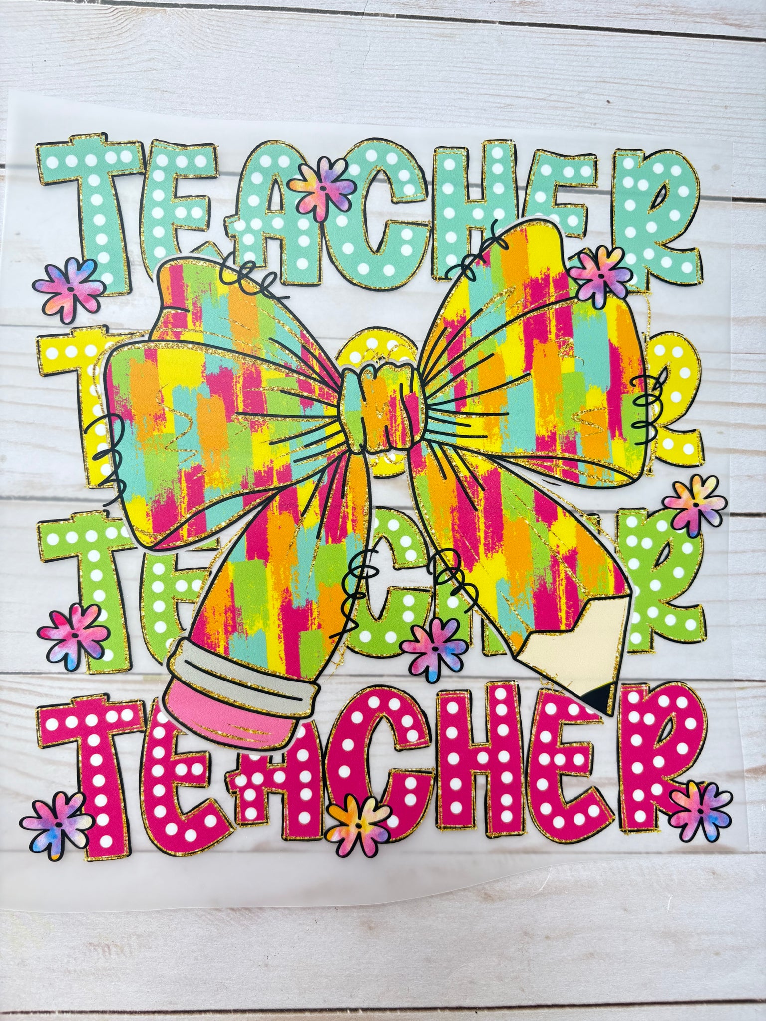 Stacked Bow Teacher DTF Print