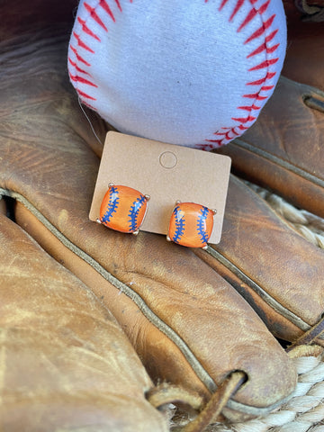 Orange & Blue Baseball Studs