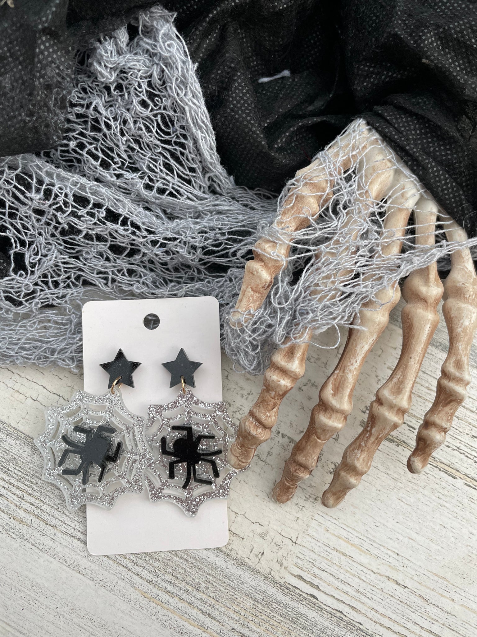 Acrylic Black Spiderweb earrings