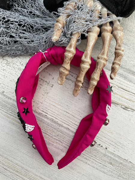 Pink Sequin Ghost Boo headband