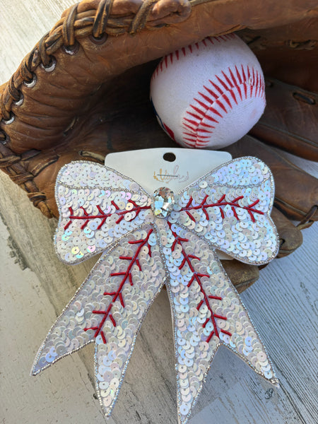 Baseball Sequins Bow