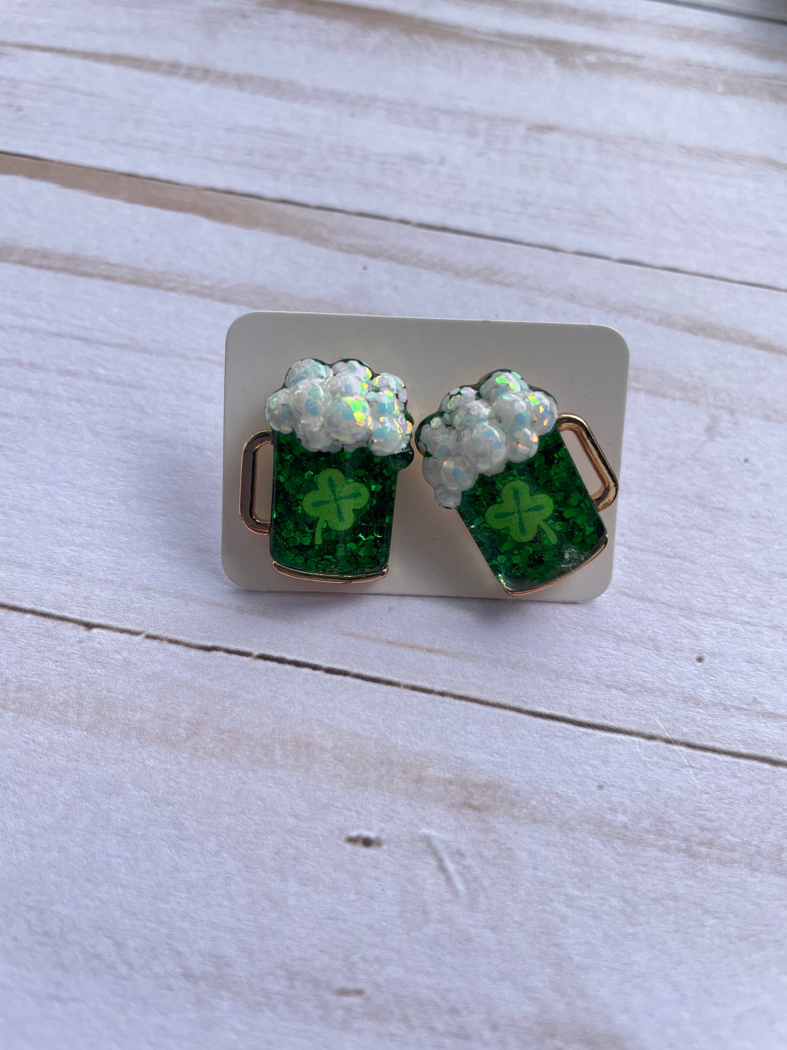 Green Beer stud Earrings