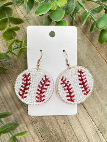 Beaded Baseball earrings
