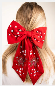 Red Gingerbread Hair Bow